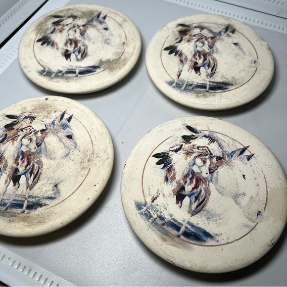 Sandstone Creations Coasters Horses Set of 4 Non-Slip Protective Backing VTG - Picture 1 of 6
